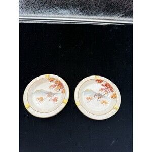 Vintage Japanese Maple Leaf Trinket Dishes Set Kyoto Porcelain Jewelry Catchall